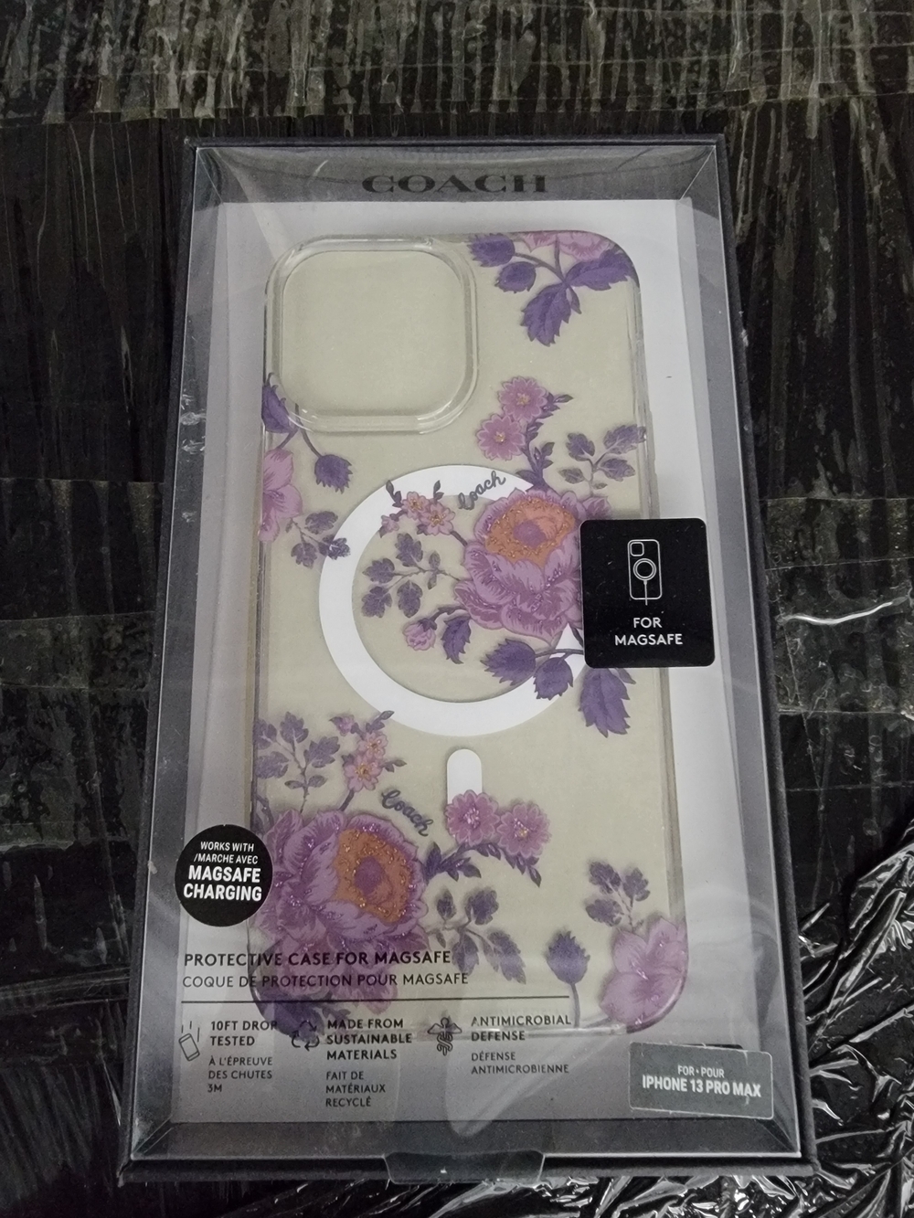 Coach Clear Floral MagSafe iPhone 13 Pro Max Case — Purple & Cream